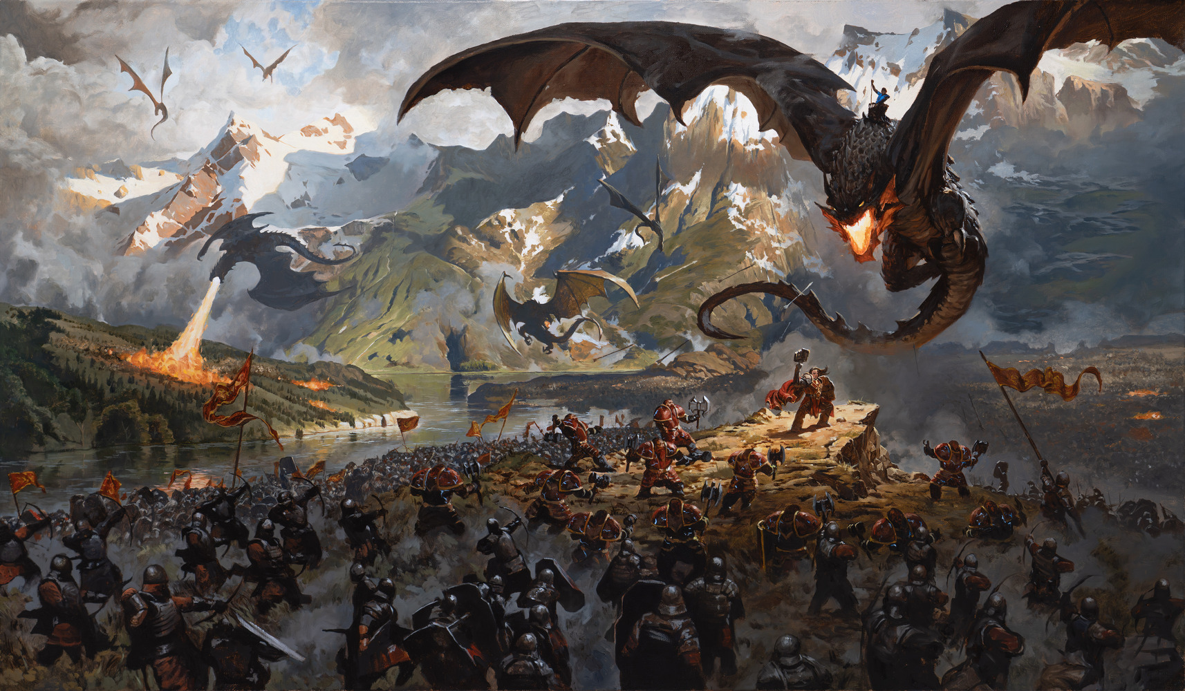 The Battle of Dyiundur illustration from Eden's Rise — an epic battle scene at the gates of Dyiundur