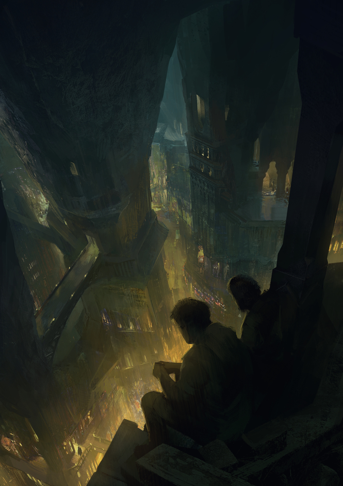 Empire City rooftop view from Eden's Rise — looking out over the underground capital