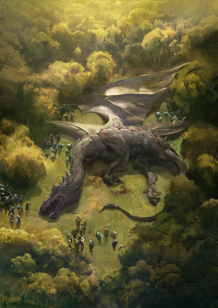 Black Dragon illustration from Eden's Rise — a fearsome dragon in the underground world